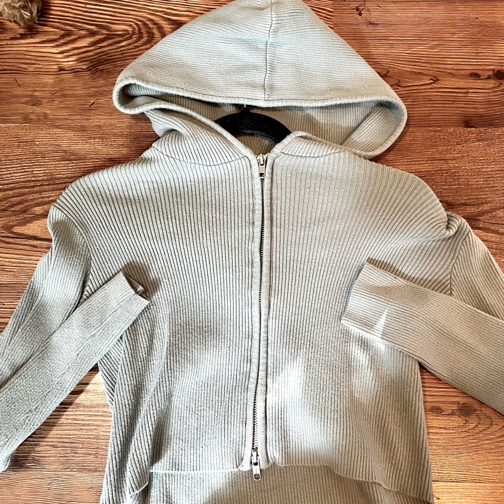 sage green brandy melville cropped zip up